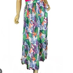 Rachel Zoe Green and White A-Line Maxi Skirt